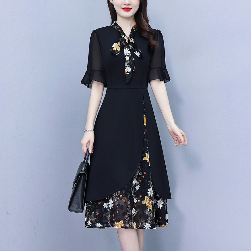 2026 Women Black Patchwork Flo - Midi Skirt Floral recension och pris
