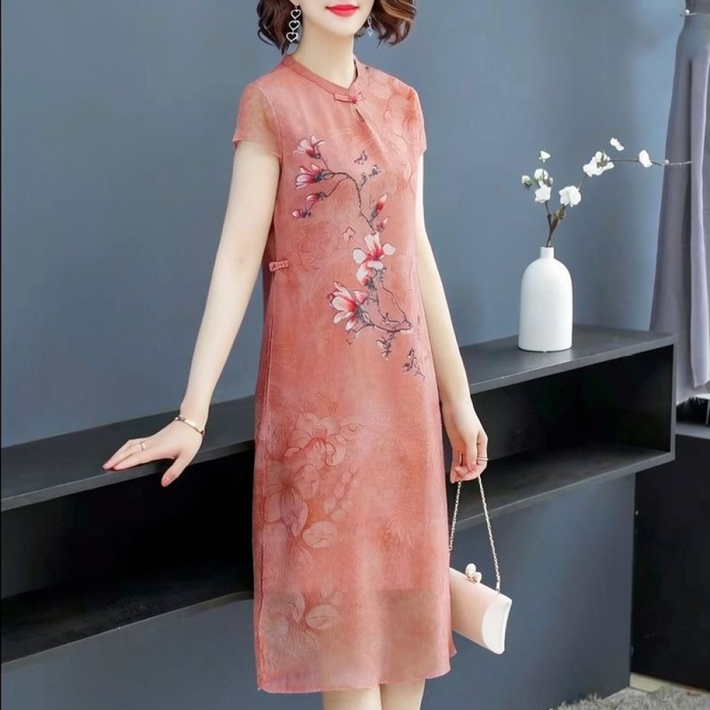 Summer Chiffon Floral Dress El - Midi Skirt Floral recension och pris